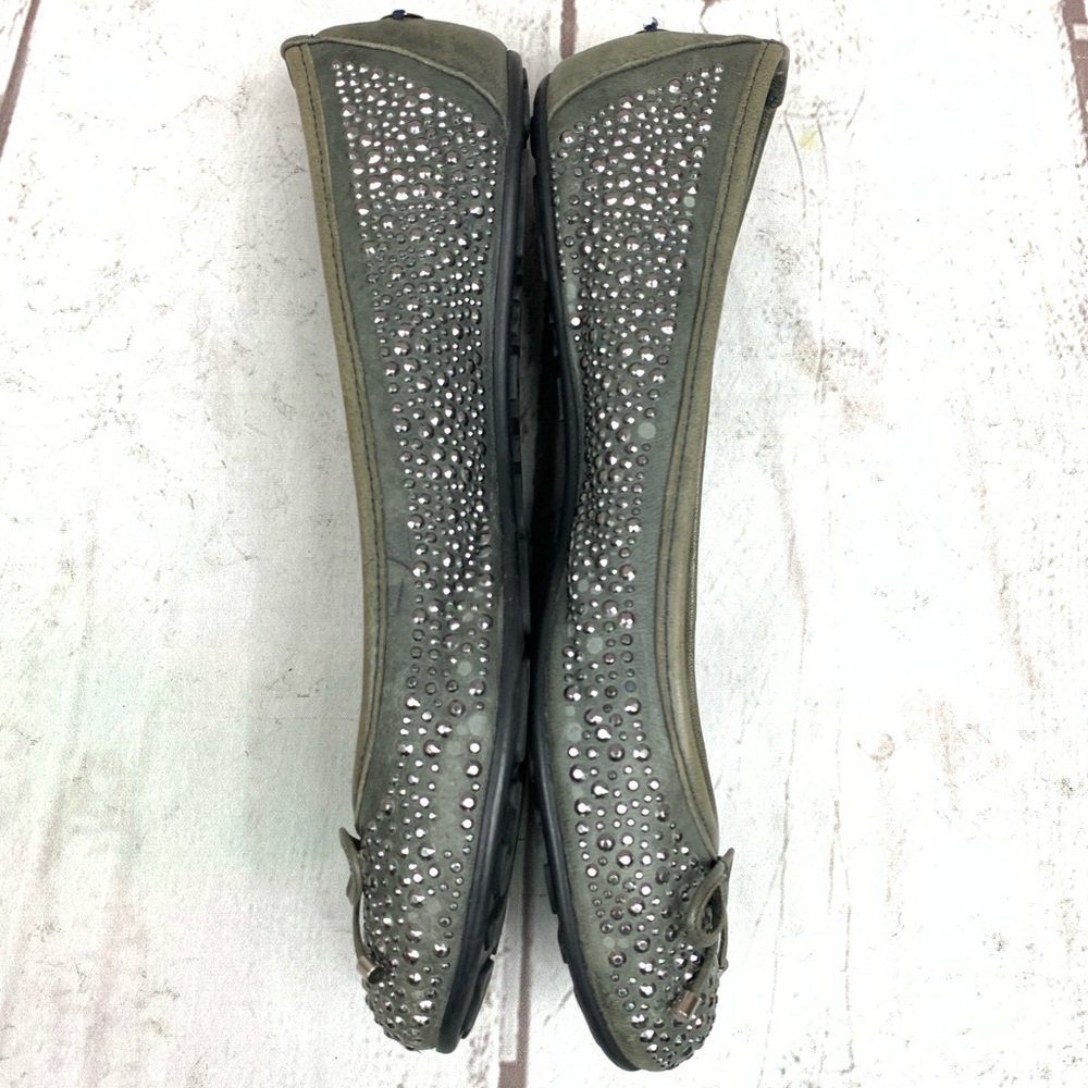 JIMMY CHOO gray flats 371/2 (71/2) bejeweled w/bow - Picture 5 of 7